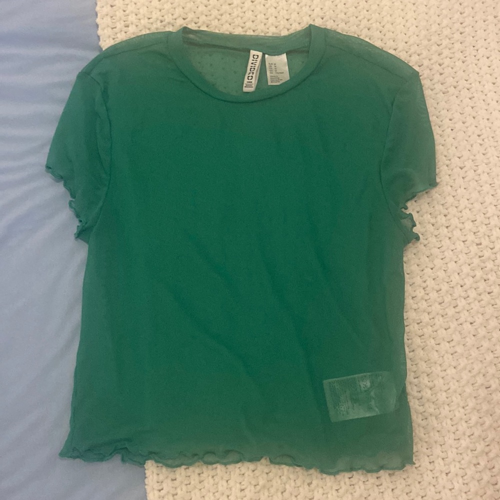 H&M Mesh Green Top